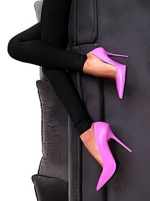 MADE IN ITALY 1969 MADE IN ITALY ALL LEATHER HIGH HEELS U33 ANOUK STYLE STILETTO PUMPS GLICINE