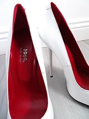 MADE IN ITALY 1969 MADE IN ITALY ALL LEATHER HIGH HEELS R27 ANOUK STYLE STILETTO PUMPS WHITE