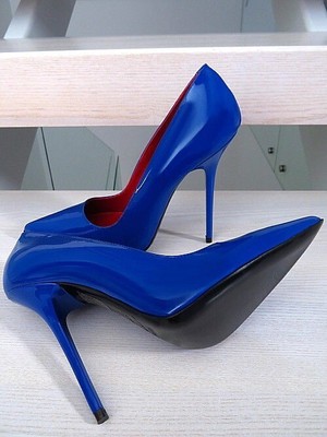 MADE IN ITALY 1969 MADE IN ITALY ALL LEATHER HIGH HEELS R28 ANOUK STYLE STILETTO PUMPS BLUE