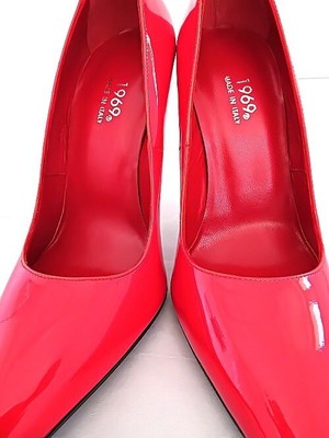 MADE IN ITALY 1969 MADE IN ITALY ALL LEATHER HIGH HEELS Z61 ANOUK STYLE STILETTO PUMPS RED