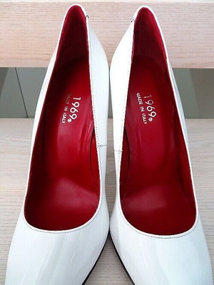 MADE IN ITALY 1969 MADE IN ITALY ALL LEATHER HIGH HEELS R27 ANOUK STYLE STILETTO PUMPS WHITE