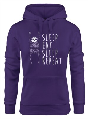 Hoodie Damen Sleep eat Sleep Repeat Faultier Sweatshirt Kapuze Hoody  Moonworks®