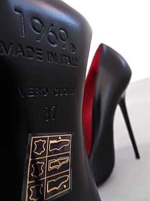 MADE IN ITALY 1969 MADE IN ITALY ALL LEATHER HIGH HEELS Z62 ANOUK STYLE STILETTO PUMPS BLACK