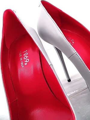 MADE IN ITALY 1969 MADE IN ITALY ALL LEATHER HIGH HEELS W96 ANOUK STYLE STILETTO PUMPS GREY