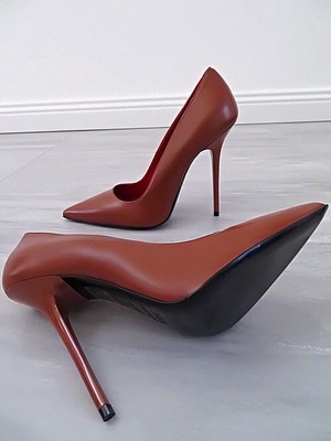 MADE IN ITALY 1969 MADE IN ITALY ALL LEATHER HIGH HEELS R37 ANOUK STYLE STILETTO PUMPS BROWN