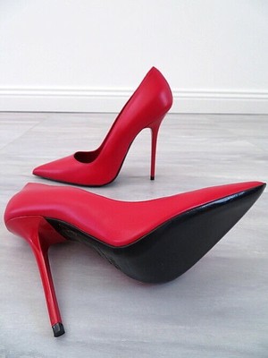 MADE IN ITALY 1969 MADE IN ITALY ALL LEATHER HIGH HEELS R41 ANOUK STYLE STILETTO PUMPS RED