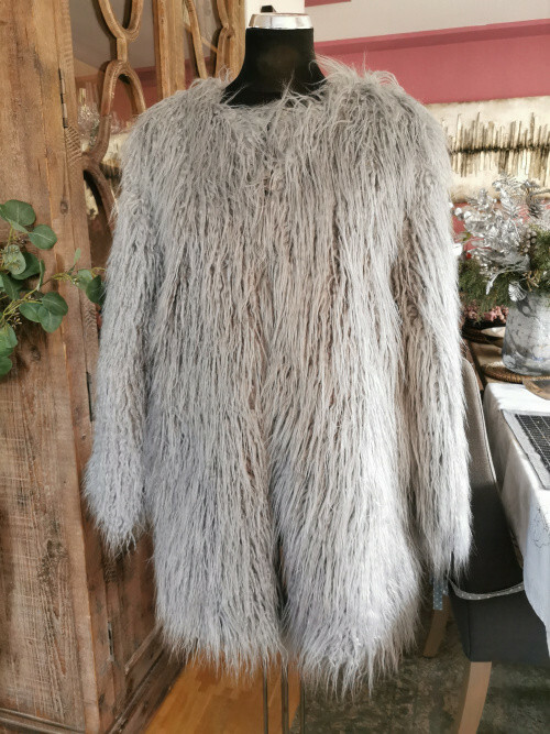 Damen Zottel Jacke Mantel Fellkoo Gr. L Neu Ungetragen Hellgrau