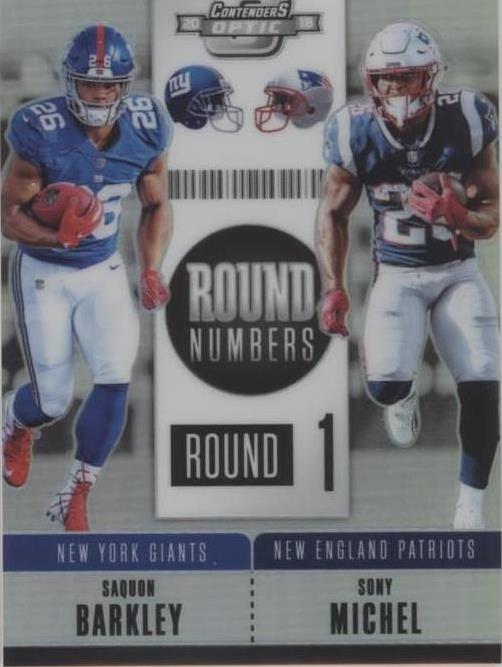2018 Panini Contenders Optic Saquon Barkley Sony Michel #RNA-BM