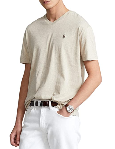 Мужская хлопковая футболка Polo Ralph Lauren с коротким рукавом, Dune Heather, 2X-Large
