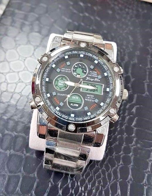 Orologio Polso B42 Uomo Dual Time Analogico Digitale Sveglia Cronografo lac