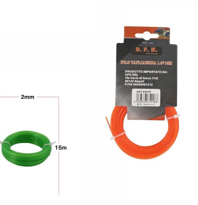 Filo Cavo Per Tagliaerba Decespugliatore Tosaerba Taglia Erba 2.0mmx15mt dfh