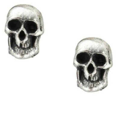 Alchemy Gothic Death Skulls Studs Pair Earrings Surg Steel Posts Punk Goth E76