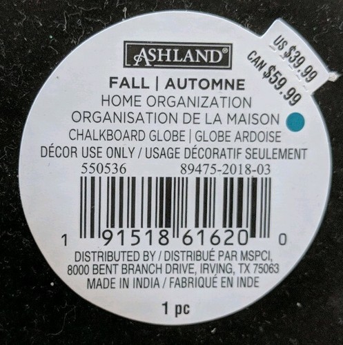 Chalkboard Globe Ashland Children's Teachers Learning World Globe