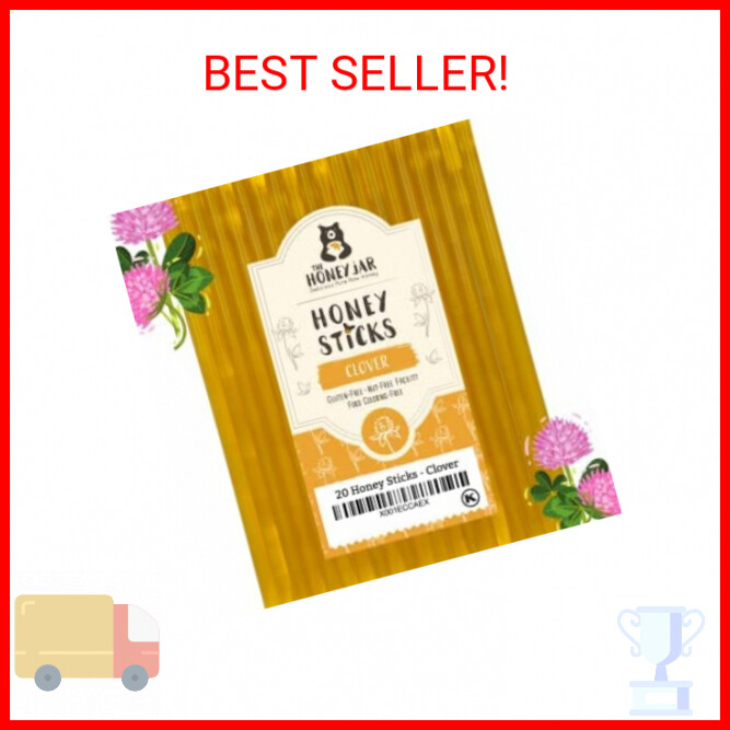 The Honey Jar Plain Raw Honey Sticks - Pure Honey Straws For