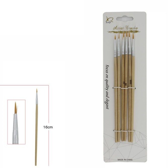 Set 6pz Pennelli Punta Fine Professionali Pittura Varie Misure 64996 dfh