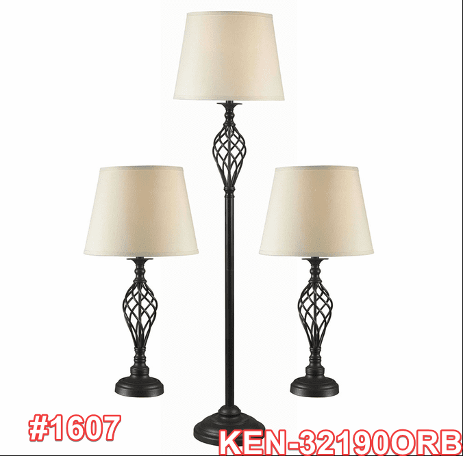 Kenroy Home 32190ORB Avett Oil Rub Bronze 3-Pack: Two Table Lamps One Floor Lamp
