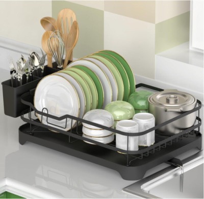 Rejilla Para Platos De Cocina Con Caño Giratorio Inoxidable Negro- Dish Rack NEW