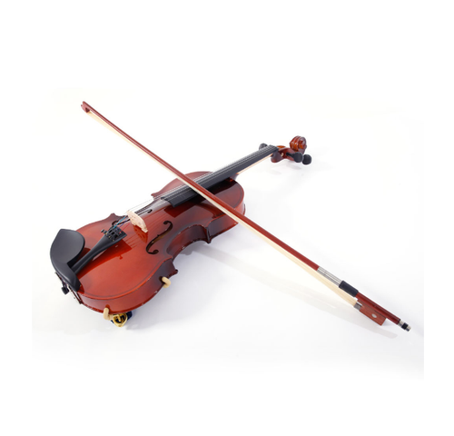 Glarry 1/2 Acoustic Violin Case Bow Rosin Strings Tuner Shoulder Rest Coffee