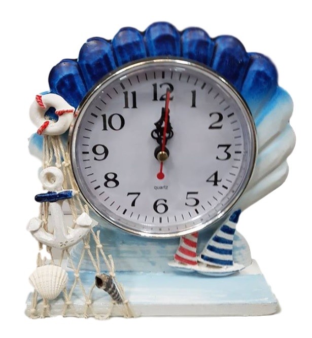 Orologio Da Tavolo In Legno Forma Di Conchiglia Barca Marina Sea Design moc