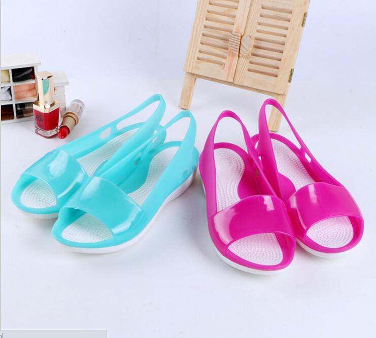 Women summer Fashion beach flat sandals open toe jelly hollow up colorful shoes