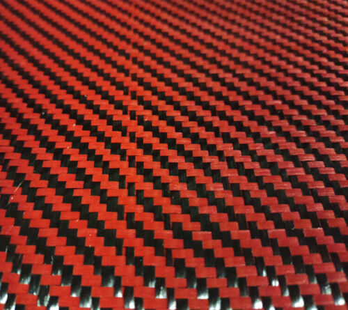 Carbon Fiber / Red Aramid Cloth Fabric Twill Weave 40" /100cm 200gsm 3k 5.9oz