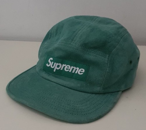SS17 Supreme Leather Camp Cap Desert Camo hat Red Box Logo