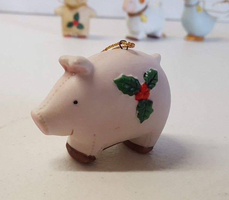 Homco Christmas Ornaments Set 6 Vintage Animals Porcelain Figurines 348