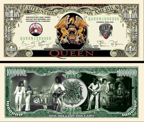 Queen Banknote 1 Million Dollar US! Freddie Mercury Brian May Freddy Band Rock