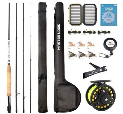 Fly Fishing Rod and Reel Combo Starter Kit, with Lightweight Fly Box Case *Flaw*
