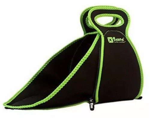 FlatBox - Solvetta Folds to a Placemat Insulated Neoprene Lunch Bag Black Green