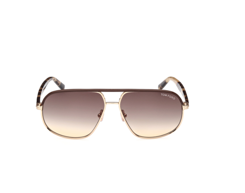 Pre-owned Tom Ford Authentic  Maxwell Sunglasses Ft1019-28f Brown W/ Gold Lens 59mmnew