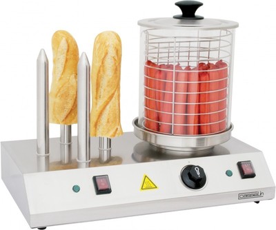 Casselin elektrische Hot-Dog-Maschine aus Edelstahl 960 Watt mit 4 Brotwärmern