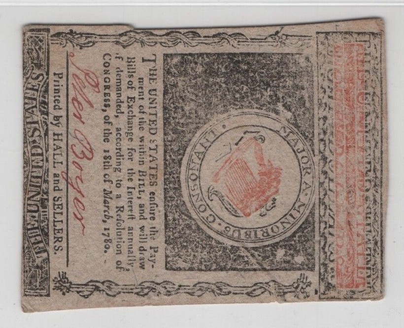Massachusetts Colonial Note $8 Counterfeit FR#MA-284CT May 5th 1780 PMG AU55
