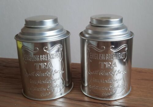 2 Dosen ENGLISH BREAKFAST TEA Silber TOP Blechdose Deko 12cm Höhe Tee