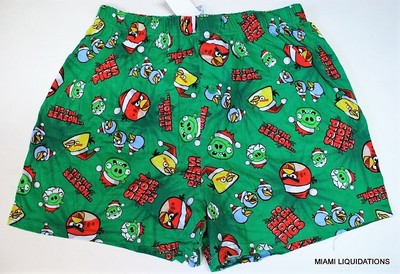 Rovio Angry Birds Official Small Men's Boxer Holiday Xmas Green AZ152BXMKTG