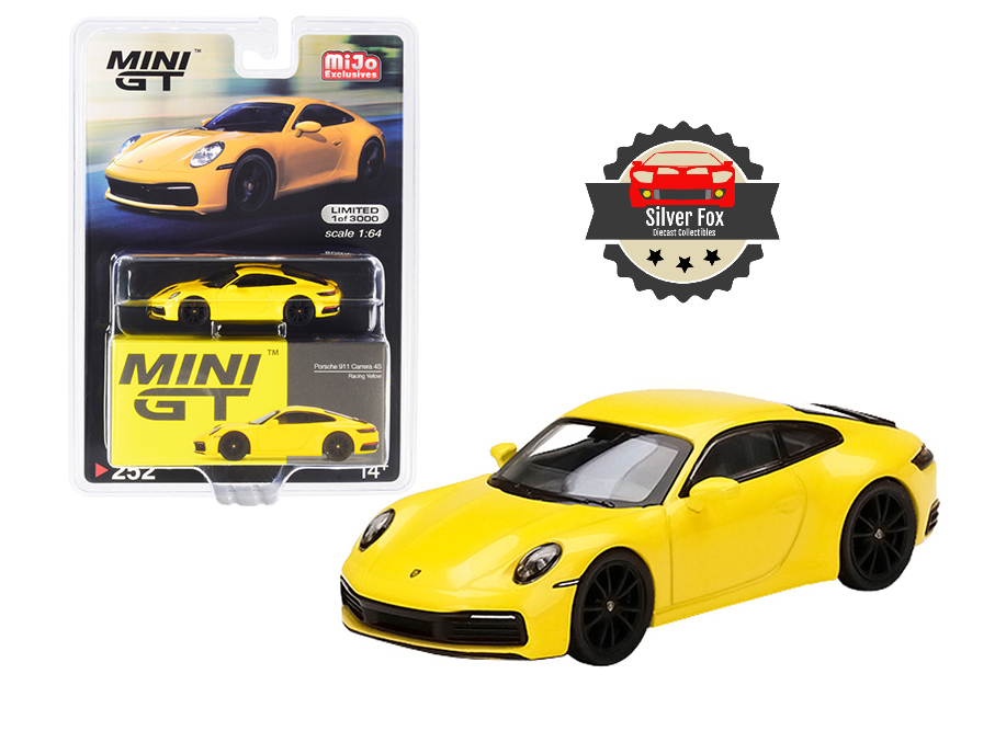 MINI GT PORSCHE 911 CARRERA 4S YELLOW 1:64 SCALE DIECAST DIORAMA DIORAMA MODEL