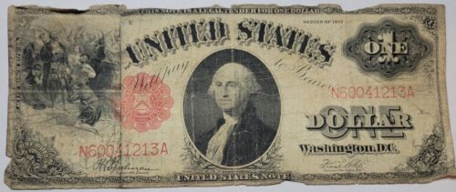 1917 $1 United States Note Red Seal Sawback Attractive Example Large Nice (B792)