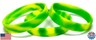 TheAwristocrat_USA Company_3-Pack Blank Wristbands Bracelets Silicone Rubber - Select from a Variety of Colors (Green and Yellow Swirl, Large (8