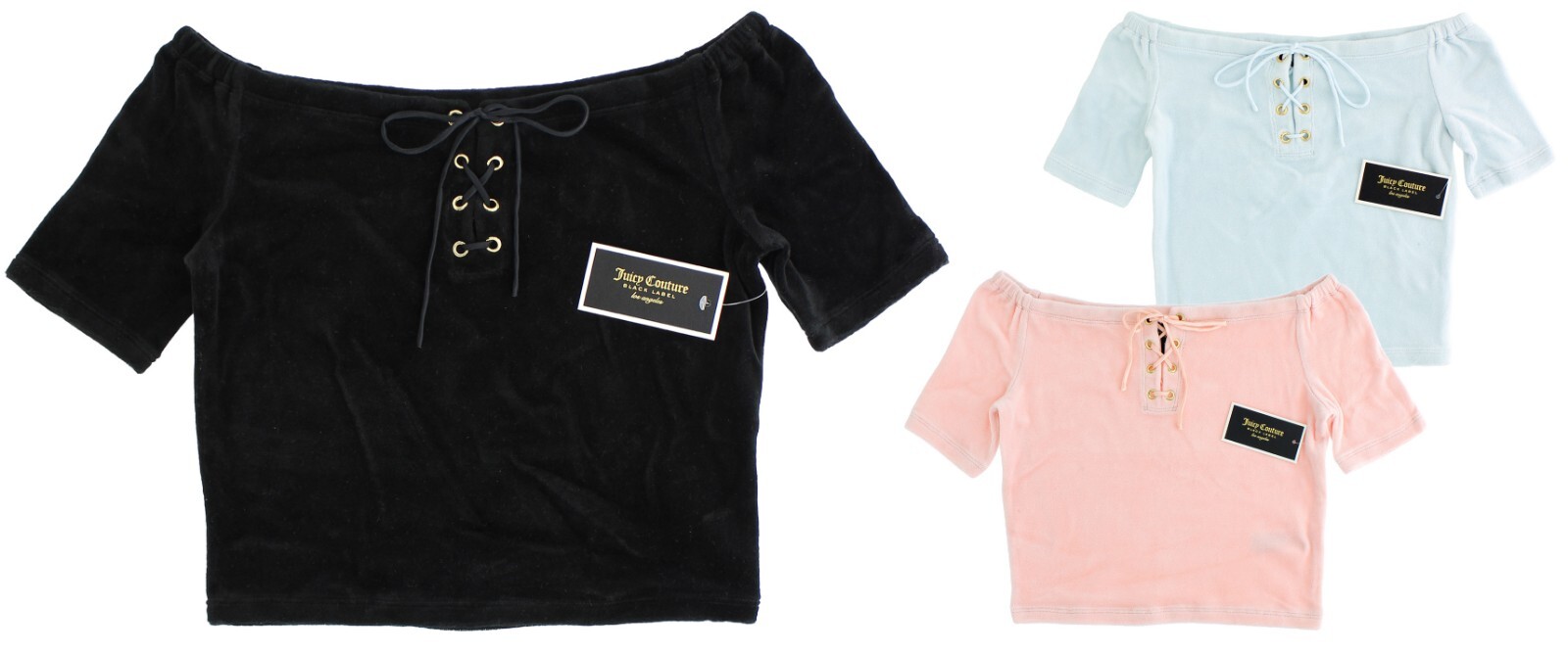 Juicy Couture Shirt Off-the-Shoulder Black Label Women's