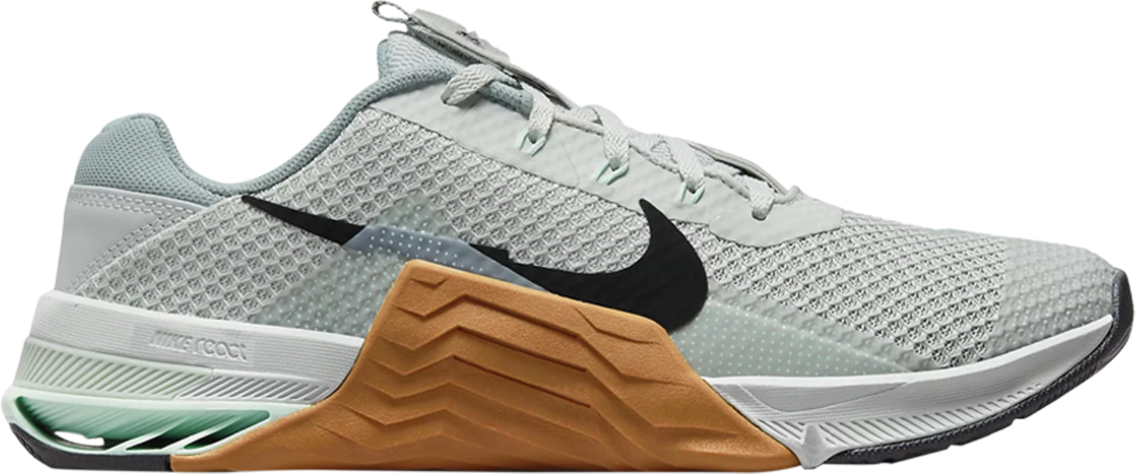 

Мужские кроссовки Nike Metcon 7 Light Silver Desert Ochre Black Green CZ8281-011 10,5, Серебряный, Nike Metcon