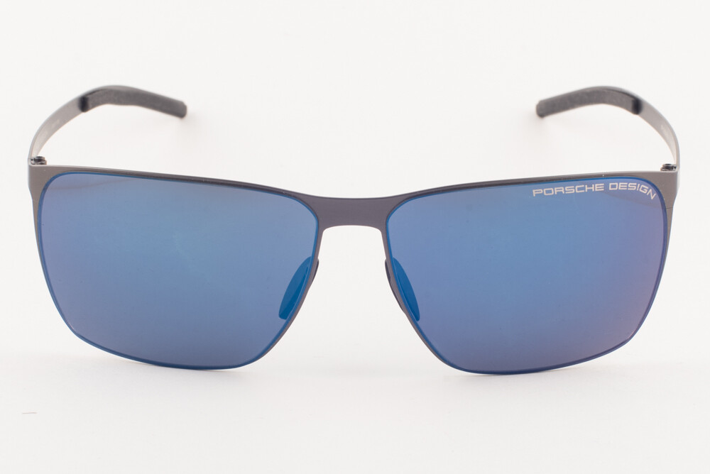 Pre-owned Porsche Design 8669 C Matte Gray / Blue Mirror Sunglasses 61mm