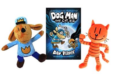 Dog Man and Cat Kid Gift Set Includes 2 Plush and Hardcover