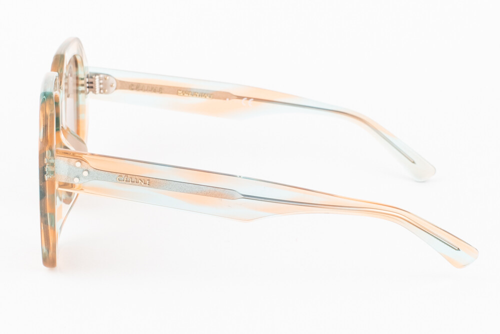 Pre-owned Celine Cl 40045f 55e Striped Peach / Brown Sunglasses 40045f 55e 53mm