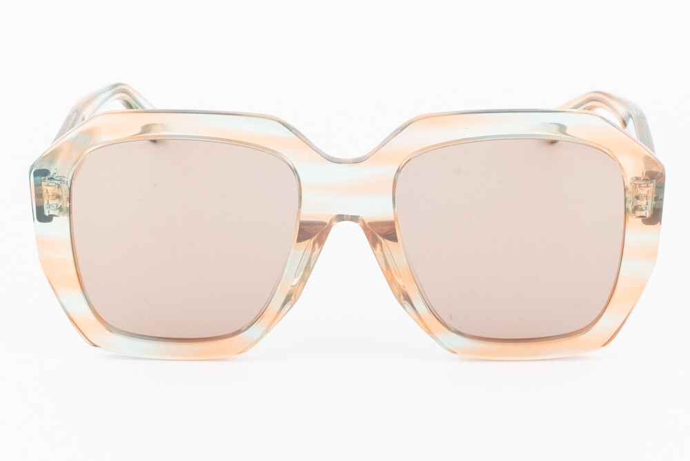 Pre-owned Celine Cl 40045f 55e Striped Peach / Brown Sunglasses 40045f 55e 53mm