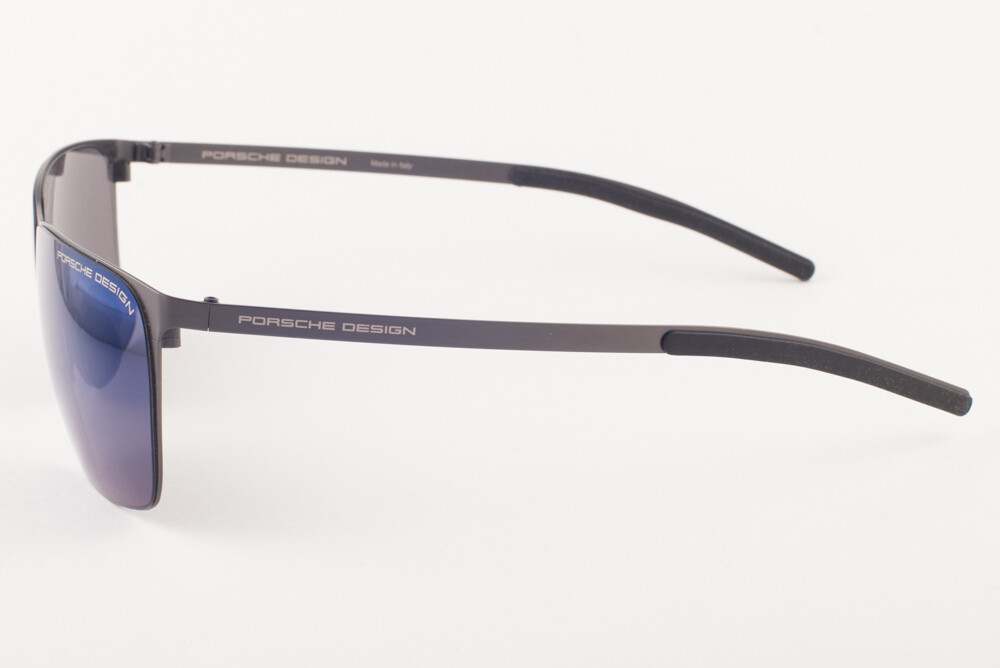 Pre-owned Porsche Design 8669 C Matte Gray / Blue Mirror Sunglasses 61mm