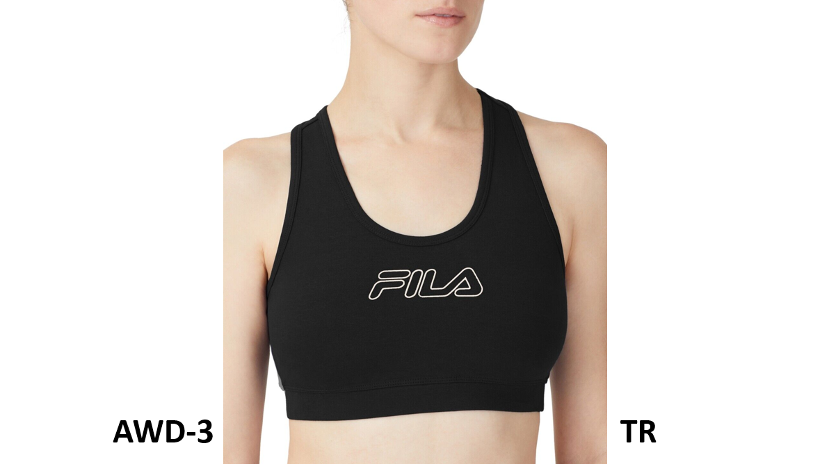Fila Plus Size Bloom Logo Pullover Jersey Sports Bra, Black, Size 1X