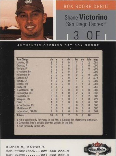 2003 Fleer Box Score - Shane Victorino #109