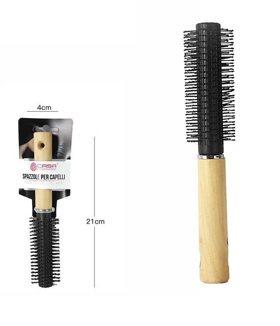 Spazzola Hair Stylist Manico Legno Acconciatura Capelli Professionale 21208 dfh