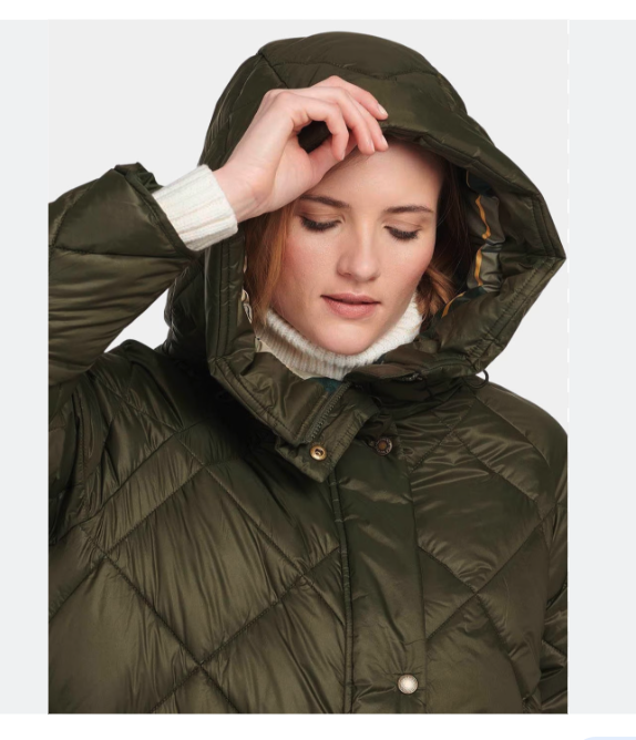 BARBOUR BARBOUR SANDYFORD QUILTED LONGLINE COAT MSRP$480 WARM + ATTRACTIVE + PRACTICAL