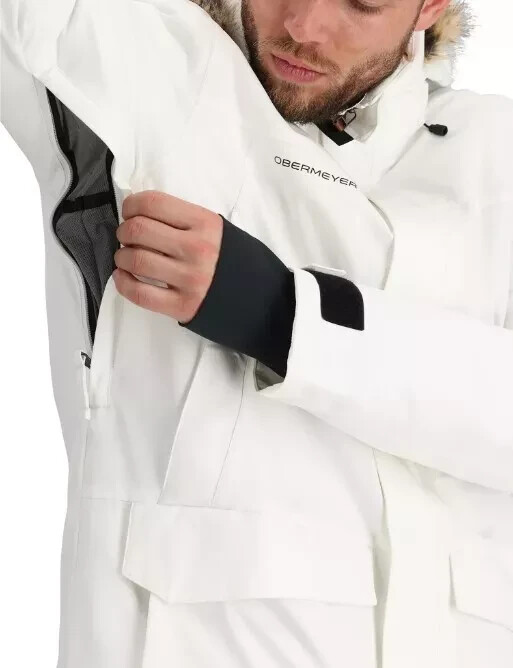 Pre-owned Obermeyer $399  Ridgeline Insulated Ski Jacket With Faux Fur (men's), White, M